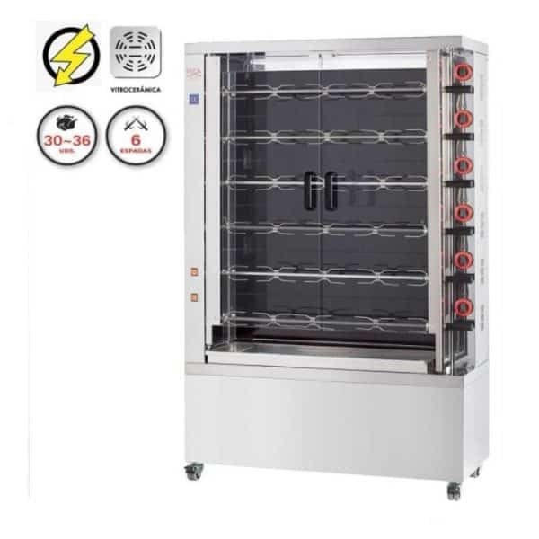 Asador de Pollos Vitrocerámico de 6 Espadas