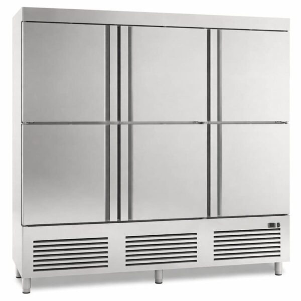 Armario refrigerado de 6 puertas de acero inoxidable de fondo 730 mm