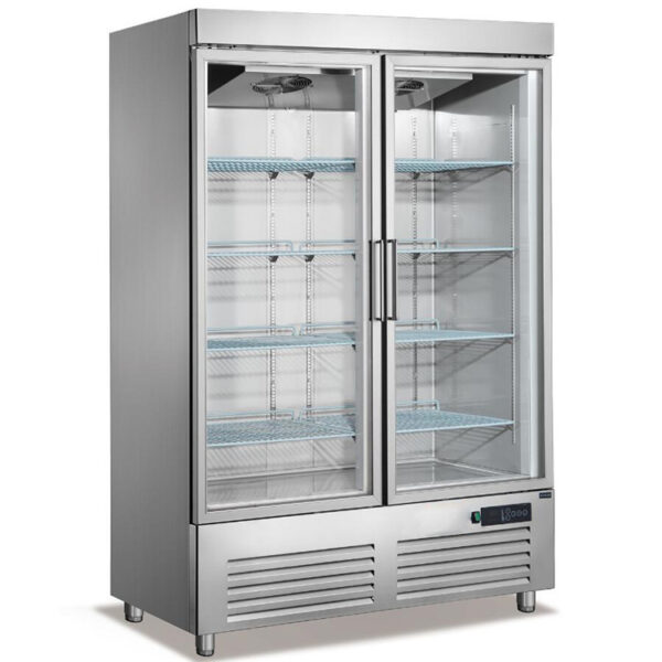 Armario refrigerado de 2 puertas de cristal de fondo 730 mm