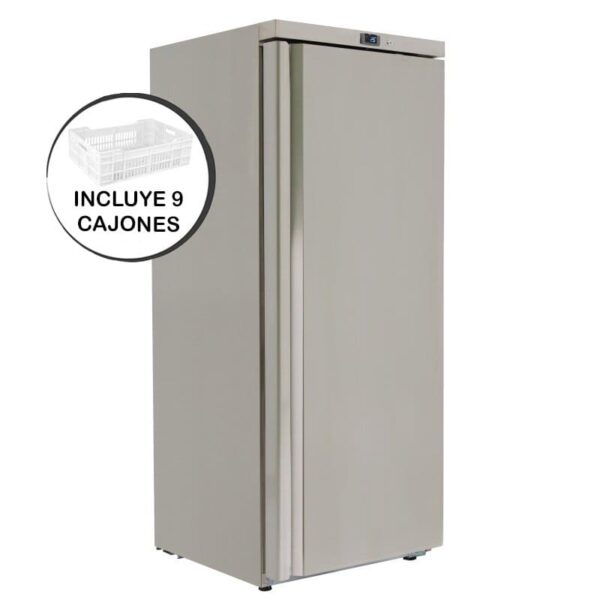 Armario congelador de 1 puerta de acero inoxidable con 9 cajones con capacidad Bruta de 600 Litros