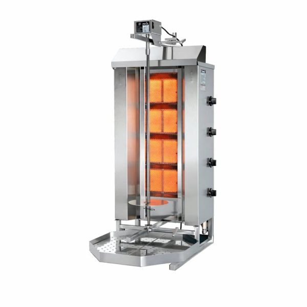 Asador de kebab a gas Potis de 4 quemadores profesional