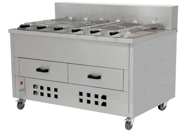 Asador de Pollos Horizontal al Carbón de 5 Espadas