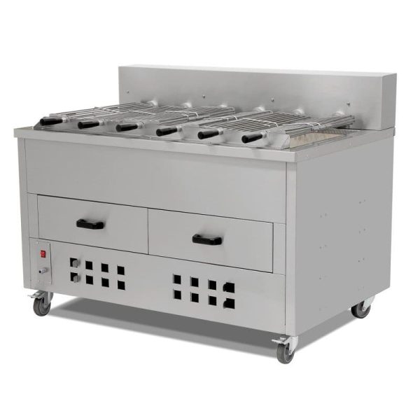 Asador de pollos horizontal al carbón de 6 espadas profesional