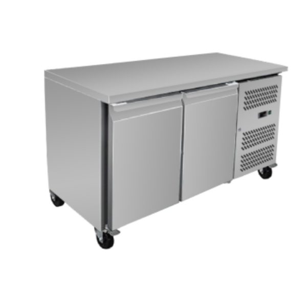 Bajo mostrador de acero inox refrigerado de 2 puertas 1510x800x850 mm - Serie Americana