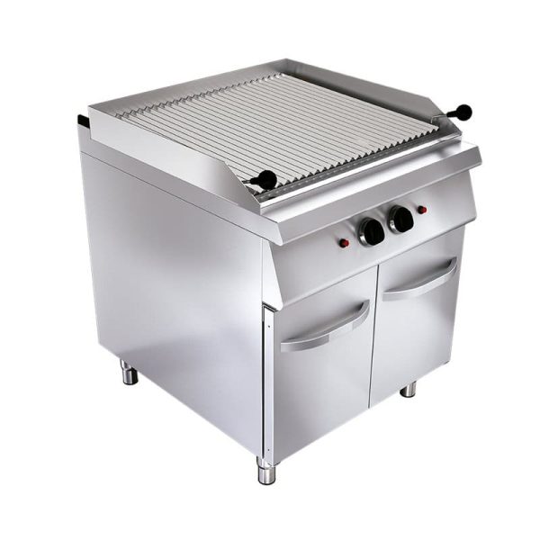 Barbacoa profesional de piedra volcánica a gas de 2 válvulas de 800 mm - con mueble