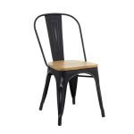 Silla tool de acero con madera clara color negro