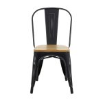 Silla tool de acero con madera clara color negro - Imagen 2