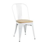 Silla tool de acero con madera clara color blanco
