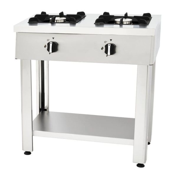 Cocina horizontal industrial de 2 quemador con estante - Serie Magma