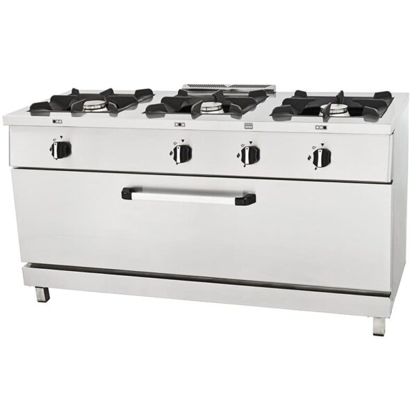 COCINA DE TRES FUEGOS CON HORNO 1500X600MM SERIE MAGMA