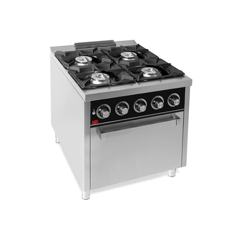 Cocina industrial Española de 4 quemadores con horno - Fainca HR fondo 750