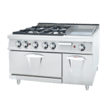 Cocina industrial de 4 quemadores con horno y fry top - Luxury serie 730