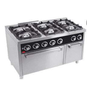 Cocina industrial Española de 6 quemadores con horno - Fainca HR fondo 750