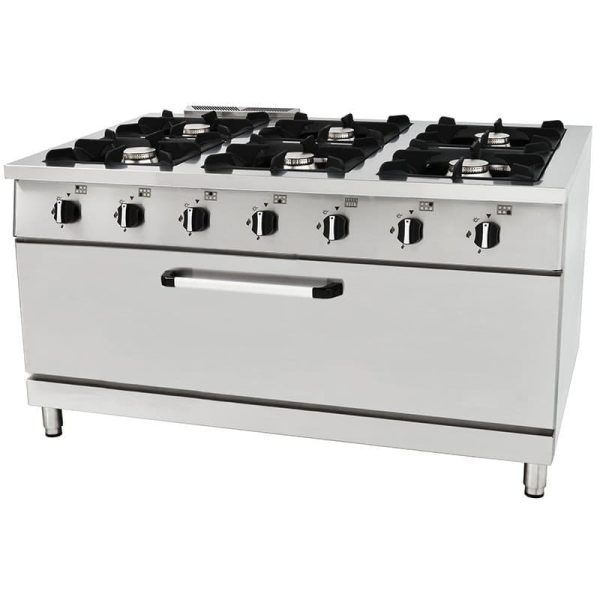 Cocina industrial de 6 quemadores con horno - Serie Magma