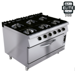 Cocina industrial de 6 quemadores con horno - Serie elite 700