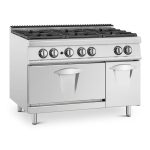 Cocina industrial de 6 quemadores con horno y mueble - Luxury serie 730