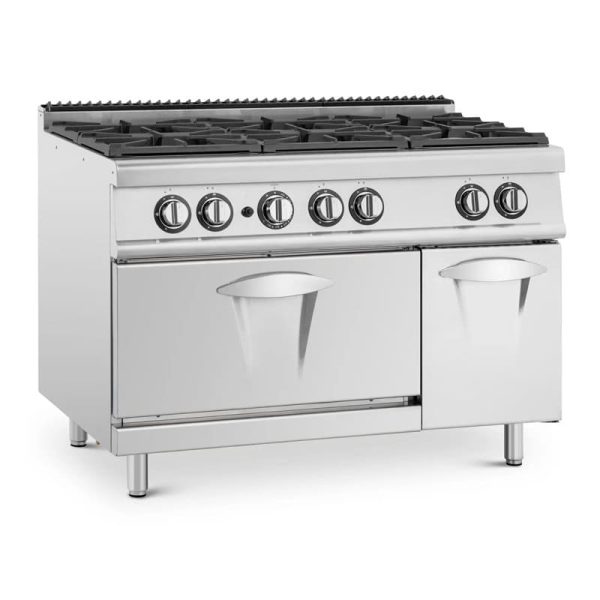 Cocina industrial de 6 quemadores con horno y mueble - Luxury serie 900