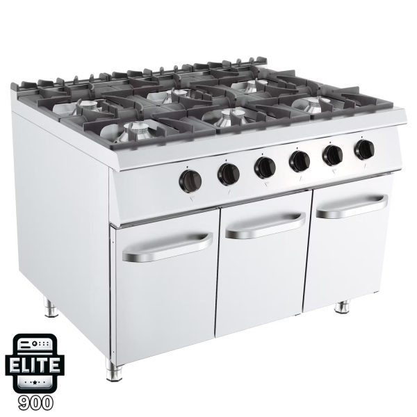 Cocina industrial de 6 quemadores con mueble - Serie elite 900