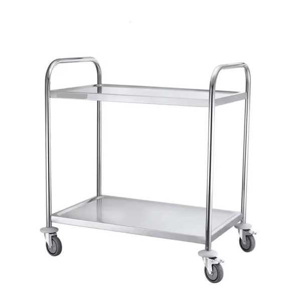 Carrito de servicio de acero inoxidable con 2 estantes