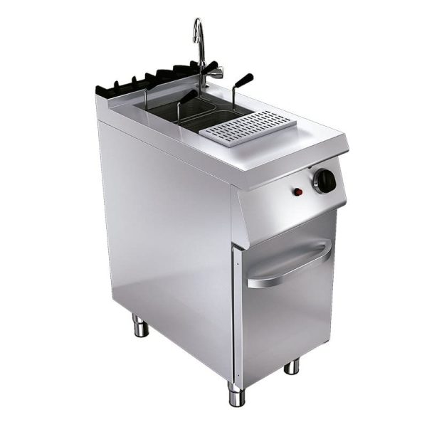 Cocedor de pasta a gas de 3 cestas con mueble - Serie Elite 700