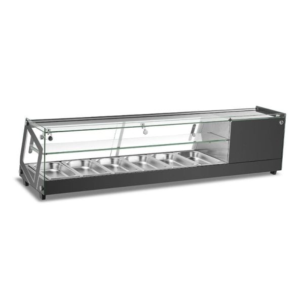 Vitrina recta de tapas cristal de seis cubetas