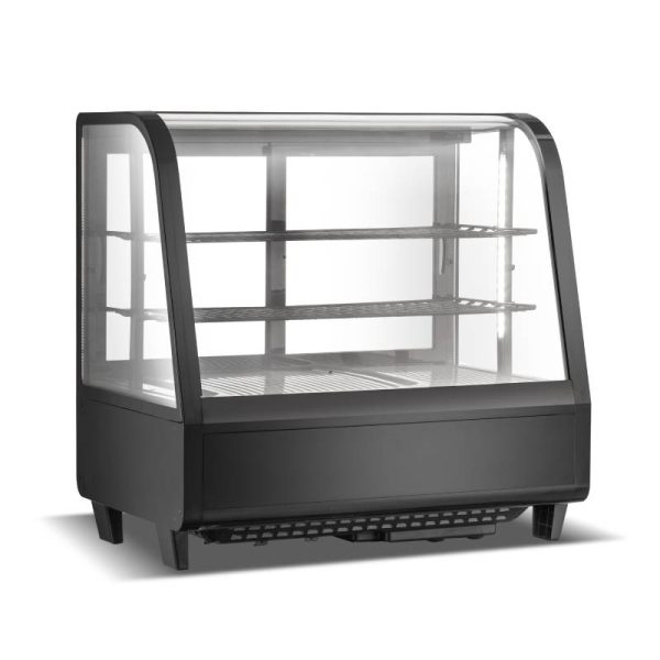 Vitrina expositora refrigerada negra de sobremesa de 100 litros