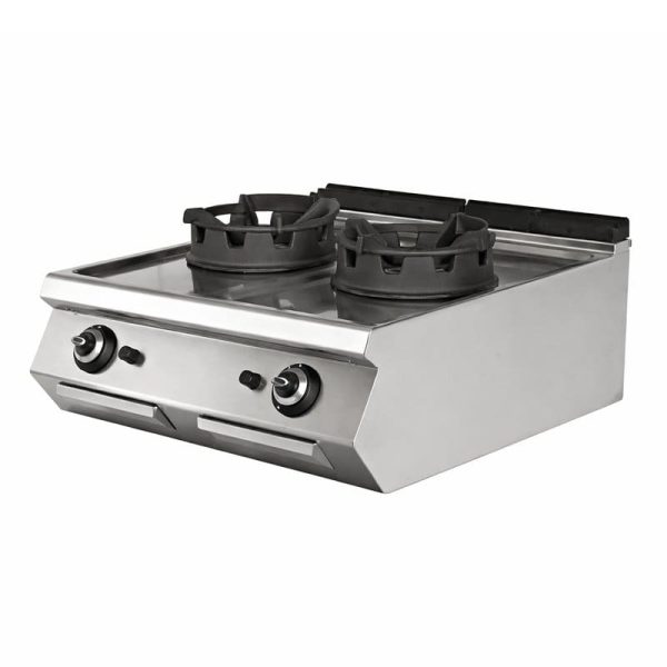 Cocina a gas de sobremesa de 2 wok - Europeo