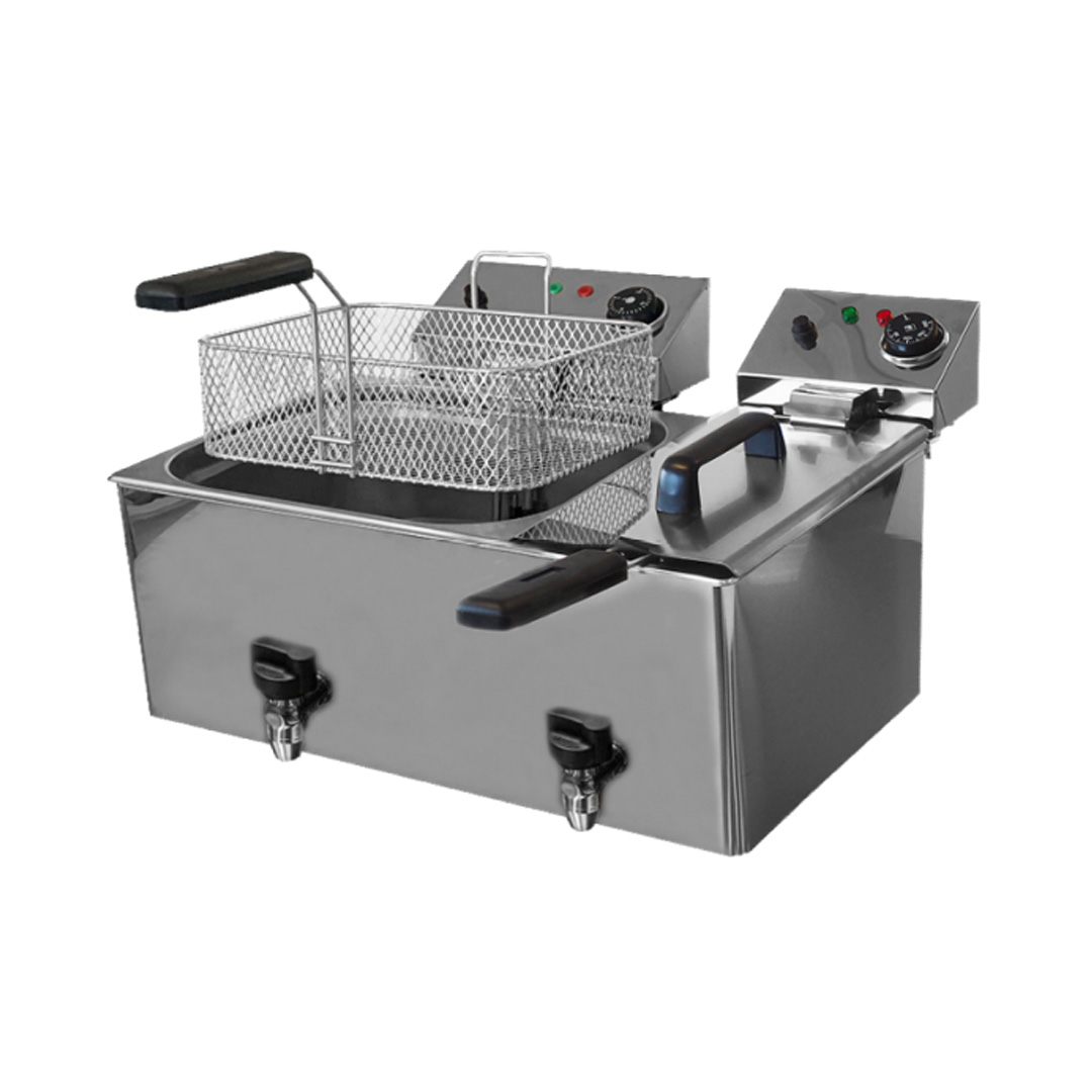 FREIDORA DE 10L+4L DOBLE CON GRIFO - 4.5+2KW - MADE IN SPAIN - ELECTRICA