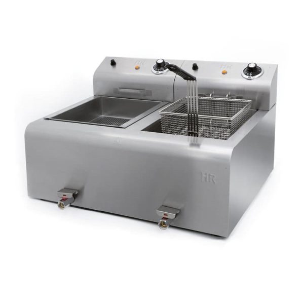 Freidora eléctrica con grifo de 10+10 litros - Hr Fainca