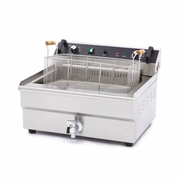 Freidora eléctrica de 30 litros con grifo para churrería