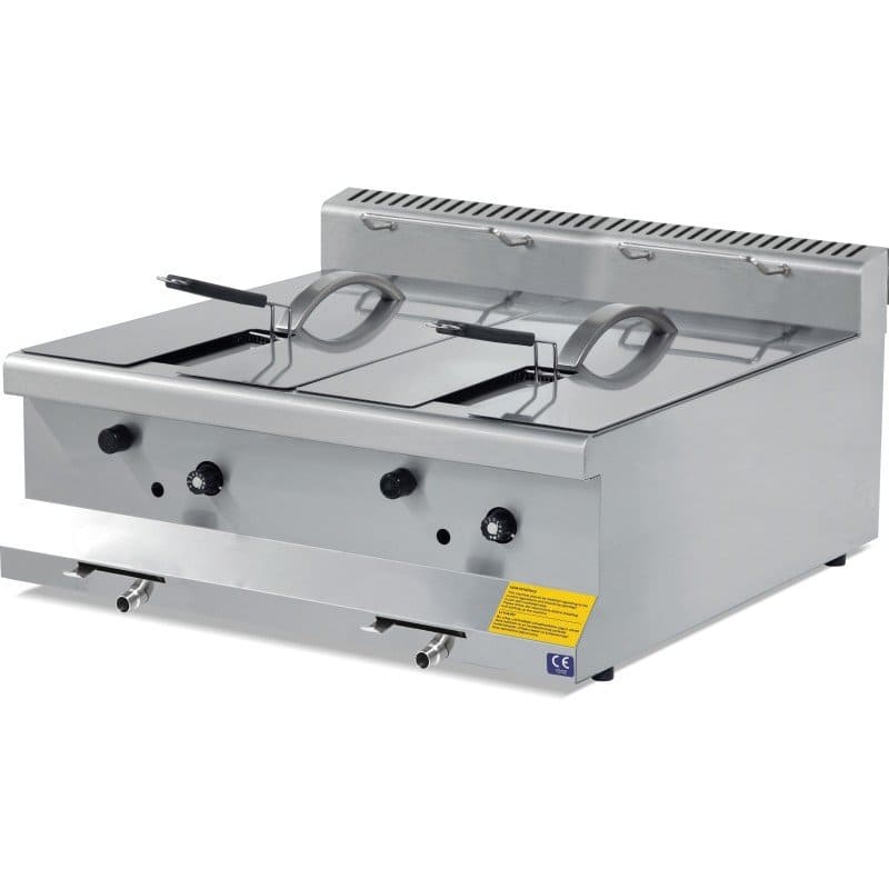 Freidora a gas de 12+12 litros con grifo de sobremesa