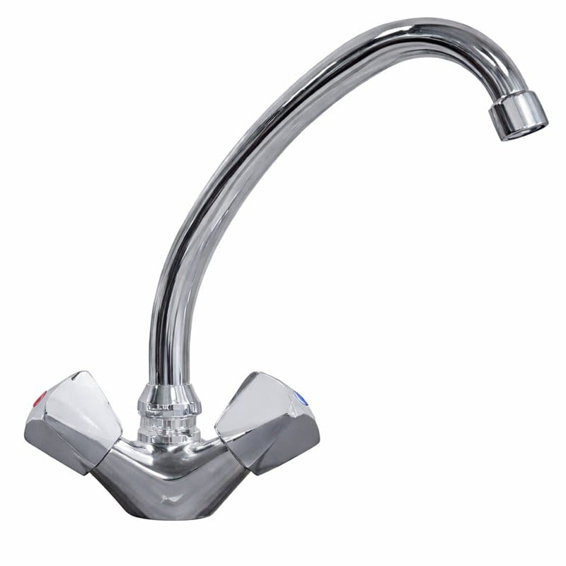 Grifo de Dos Aguas Con Caño Cuello de Cisne Giratorio