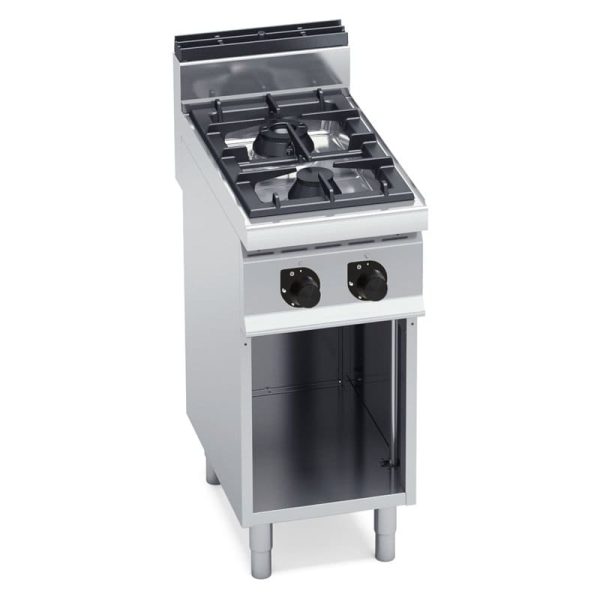 Cocina vertical industrial de 2 quemadores con mueble