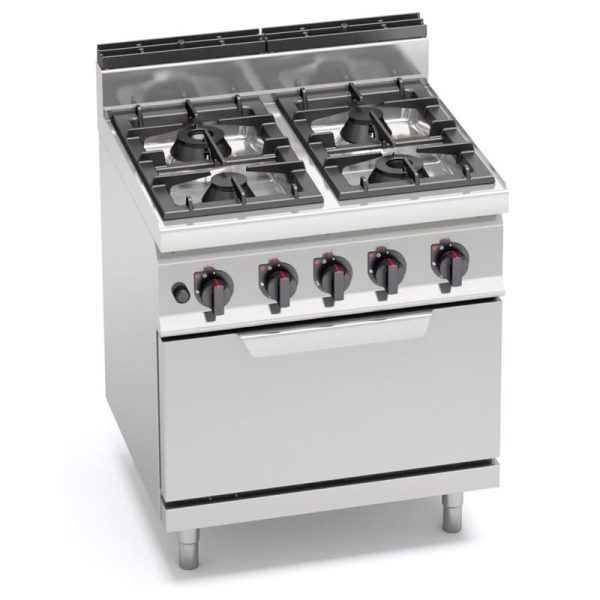 Cocina industrial de 4 quemadores con horno - Berto's