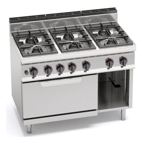 Cocina industrial de 6 quemadores con horno - Berto's