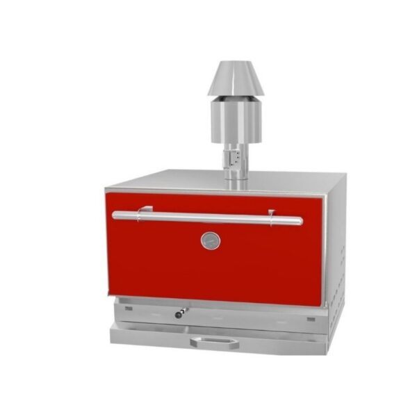 Horno Color Rojo de Brasas Con Chimenea de 740 mm