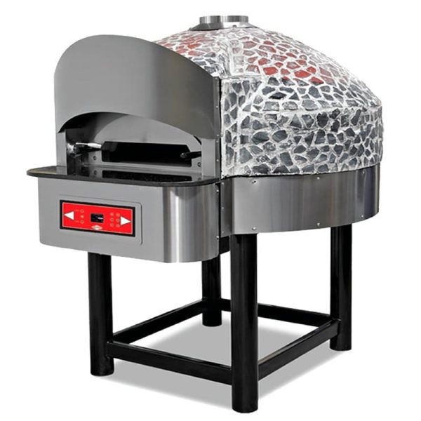 Horno rotatorio de piedra para pizza híbrido a gas y leña