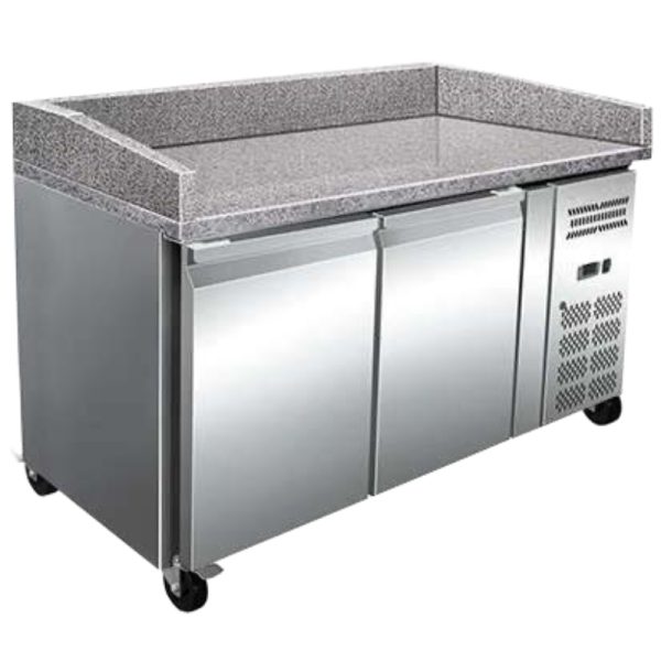 Mesa refrigerada industrial de 2 puertas con encimera de granito 1510x800 mm