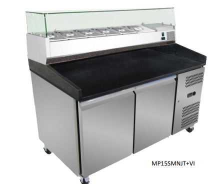 Mesa Refrigerada Para Preparación de Pizzas Con Vitrina de Ingredientes