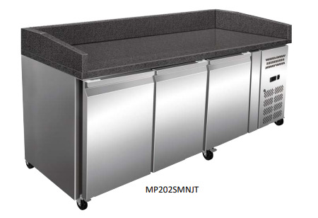 Mesa Refrigerada Para Preparación de Pizzas Con Superficie de Granito Negro