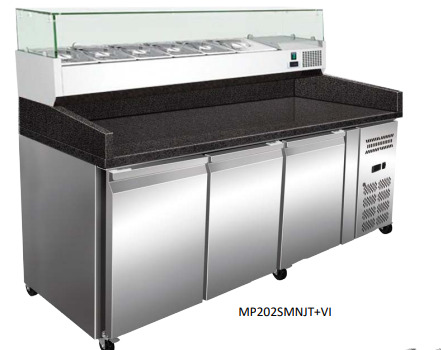 Mesa Refrigerada Para Preparación de Pizzas Con Vitrina de Ingredientes