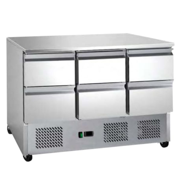 Mesa refrigerada de preparación GN1/1 de seis cajones 1365x700 mm