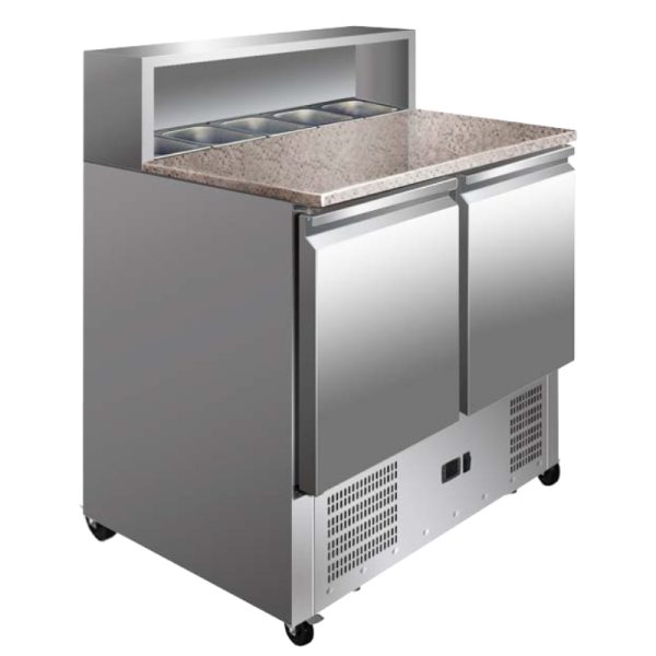 Mesas refrigeradas de preparación GN1/1 con hueco para cubetas y encimera de granito 900x700 mm