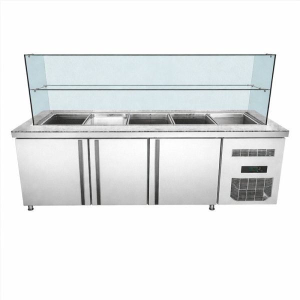 Mesas refrigeradas de preparación GN1/1 expositora con 3 puertas 1530x800 mm