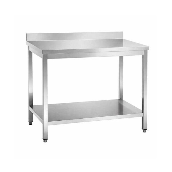 Mesa de trabajo mural acero inoxidable con estante 60 cm