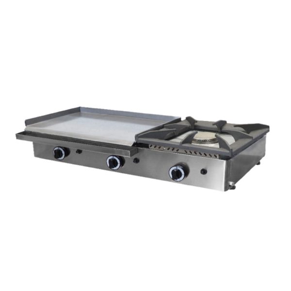 Plancha de acero laminado desmontable a gas con fogón de 600 mm - Serie Eco