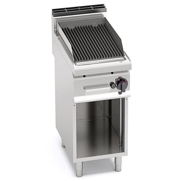 Barbacoa profesional de piedra volcánica a gas de 1 válvula de 400 mm - con mueble