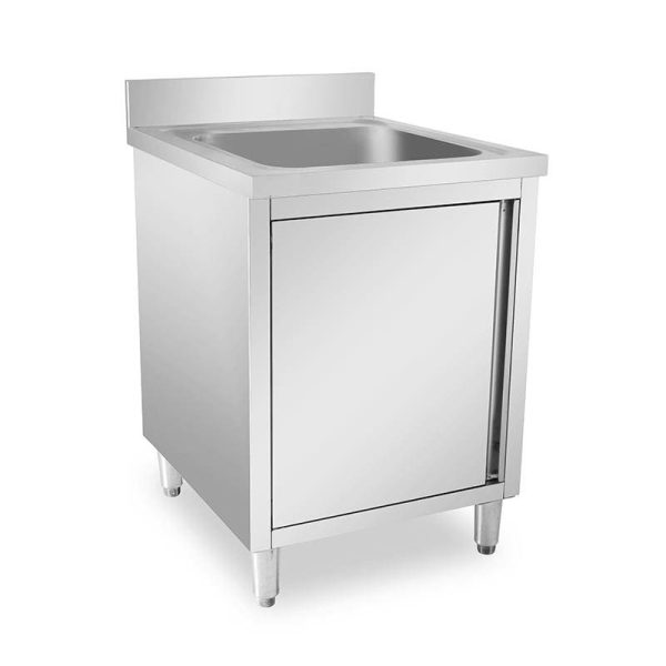 Fregadero con mueble de puerta abatible acero inoxidable de 1 seno de 600x600 mm