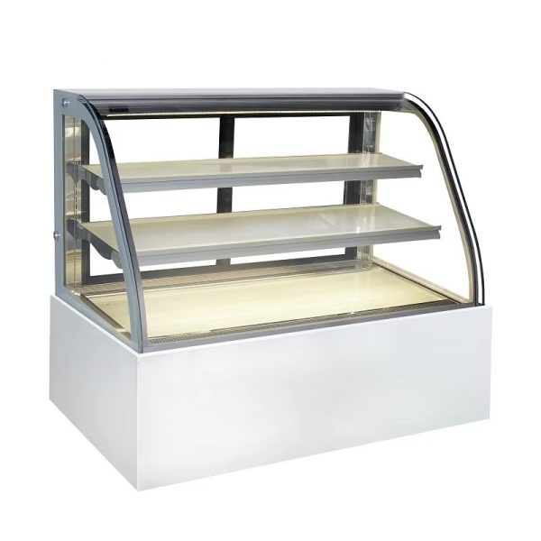 Vitrina curva refrigerada de cristal con frontal blanco 480 litros
