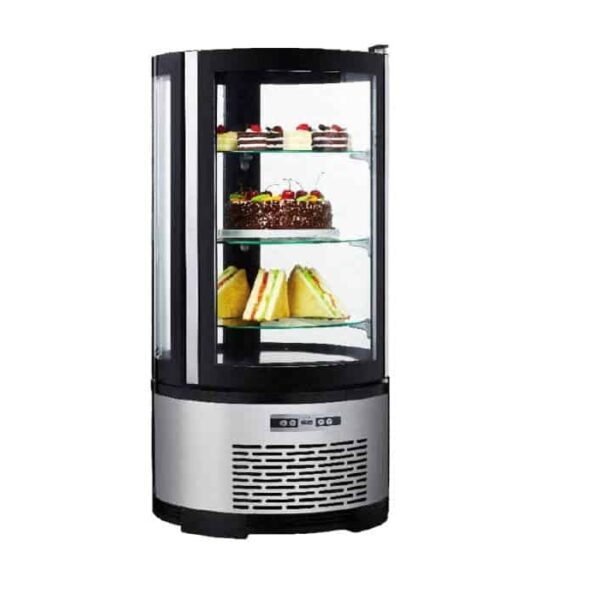 Vitrina vertical expositora circular de 3 estantes